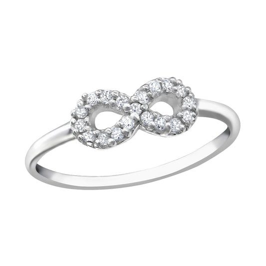 Sterling Silver CZ Love Infinity Friendship Ring