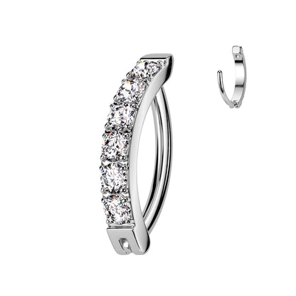 Titanium Hinged Belly Ring with Crystals - Choose Your Colour