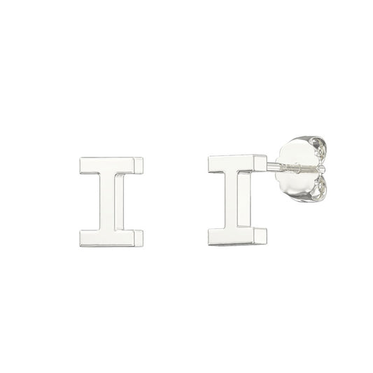 Sterling Silver Alphabet Letter I Stud Earrings