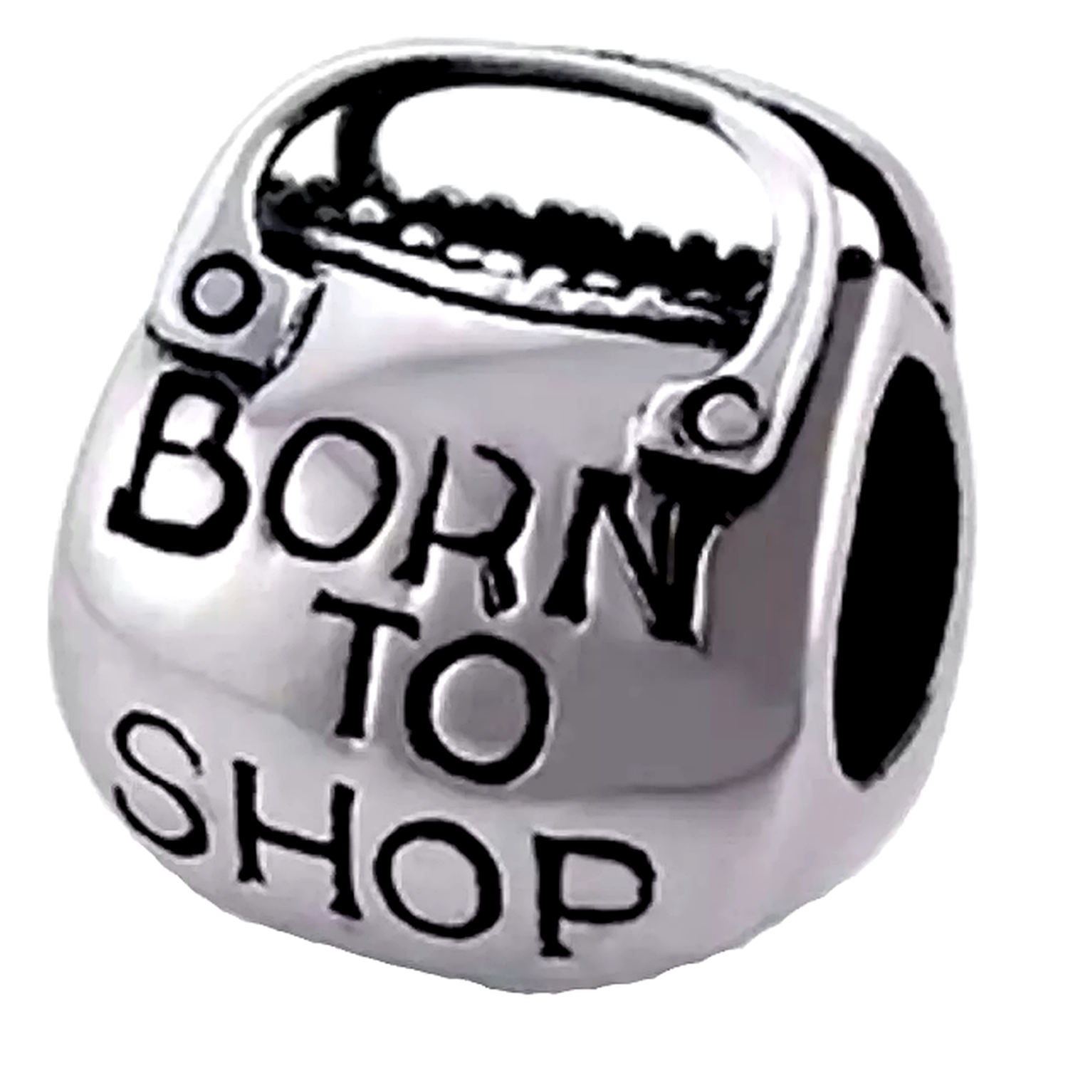 Sterling Silver "Born To Shop" Handbag Charm Bead - Melchior Jewellery 