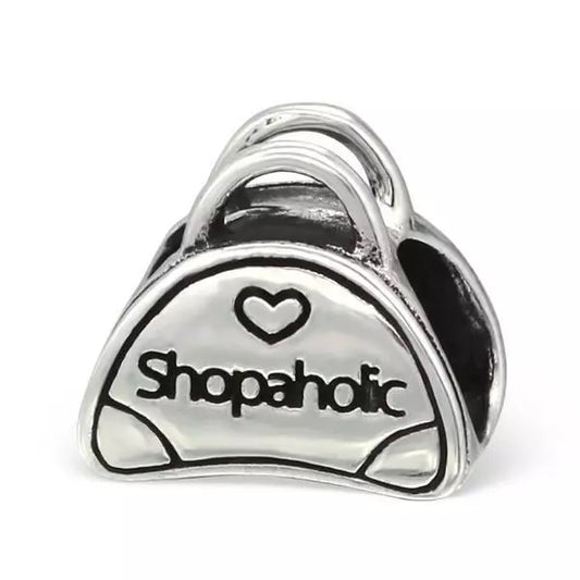 Sterling Silver "Shopaholic" Handbag Charm Bead