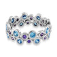 Sterling Silver Aqua Blue & Amethyst Elegant CZ Ring Size U