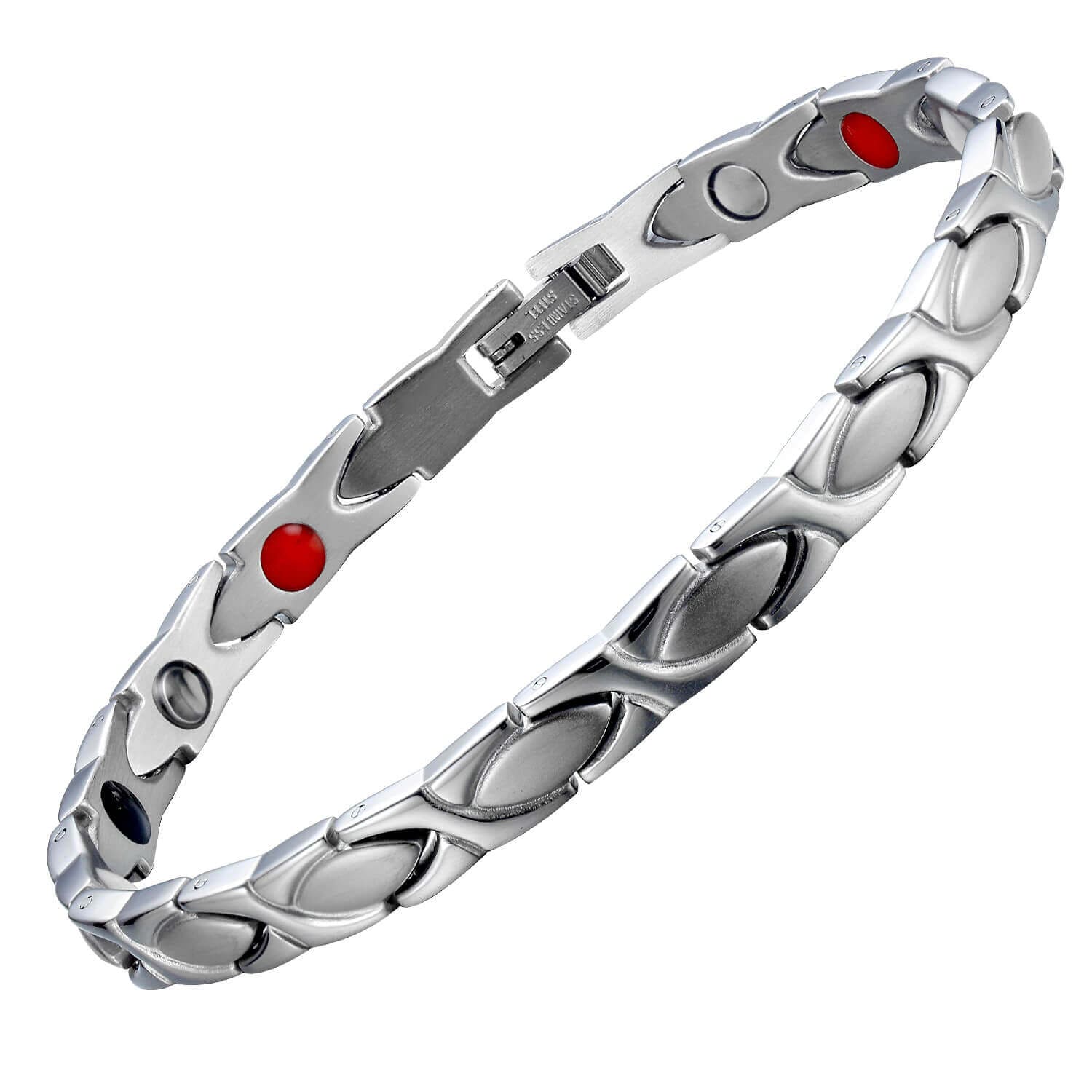 Ladies Silver Crossover Titanium Magnetic Bracelet - Melchior Jewellery 