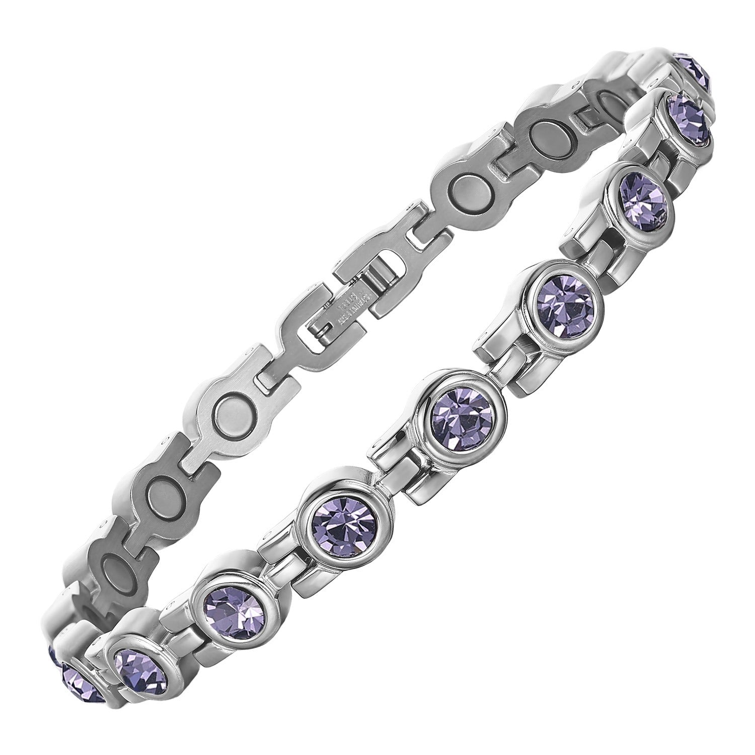 Ladies amethyst crystal 4 in 1 magnetic bracelet