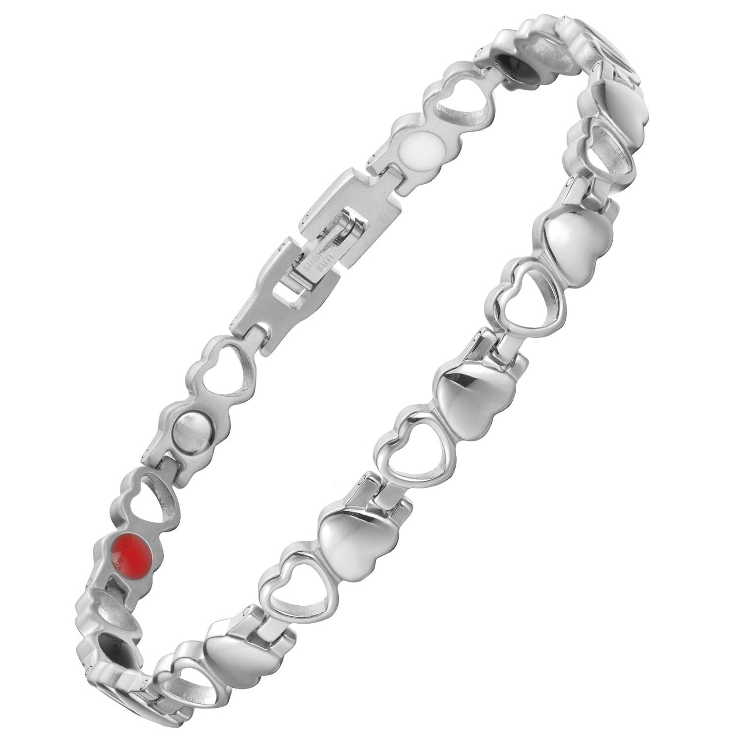 Ladies heart 4 in 1 magnetic stainless steel bracelet