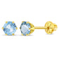 In Season Jewellery aquamarine screw back earrings gold for children with clear blue stones