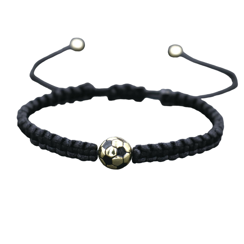 Children's Adjustable Silver Black Football Friendship Bracelet