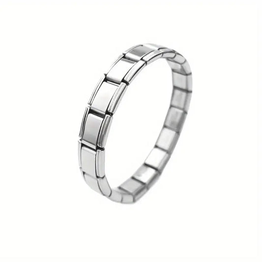 Starter Bracelet - Classic Matte Italian Charm in stainless steel with modular links. Sleek matte finish ideal for personalized charm additions.