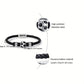 Children's Black Stainless Steel Button Football Ball Leather Magnetic Clasp Bracelet