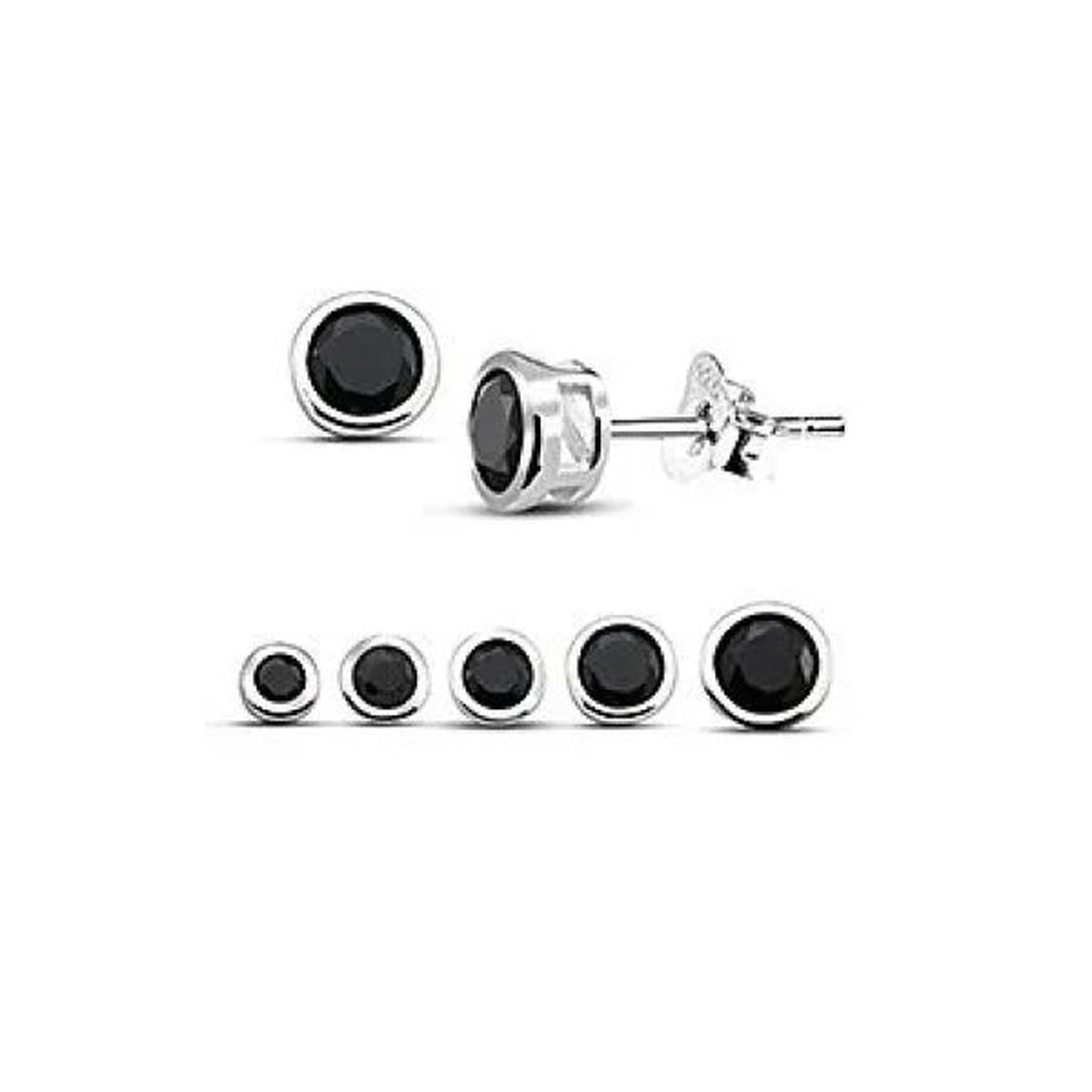 Melchior Jewellery sterling silver black cubic zirconia earrings set for women in multiple sizes