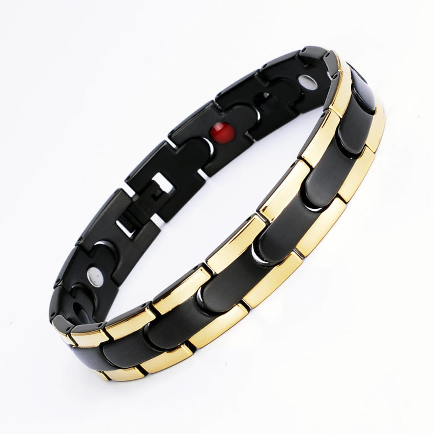 Melchior Jewellery black gold magnetic bracelet with sleek linked design and polished finish