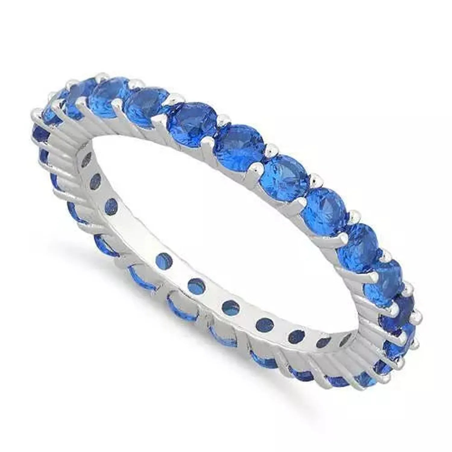 Sterling Silver CZ Sapphire Eternity Ring - Melchior Jewellery 