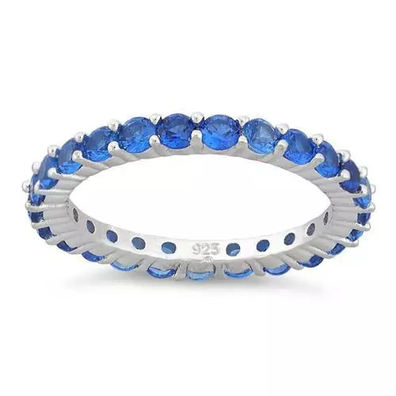 Sterling Silver CZ Sapphire Eternity Ring - Melchior Jewellery 