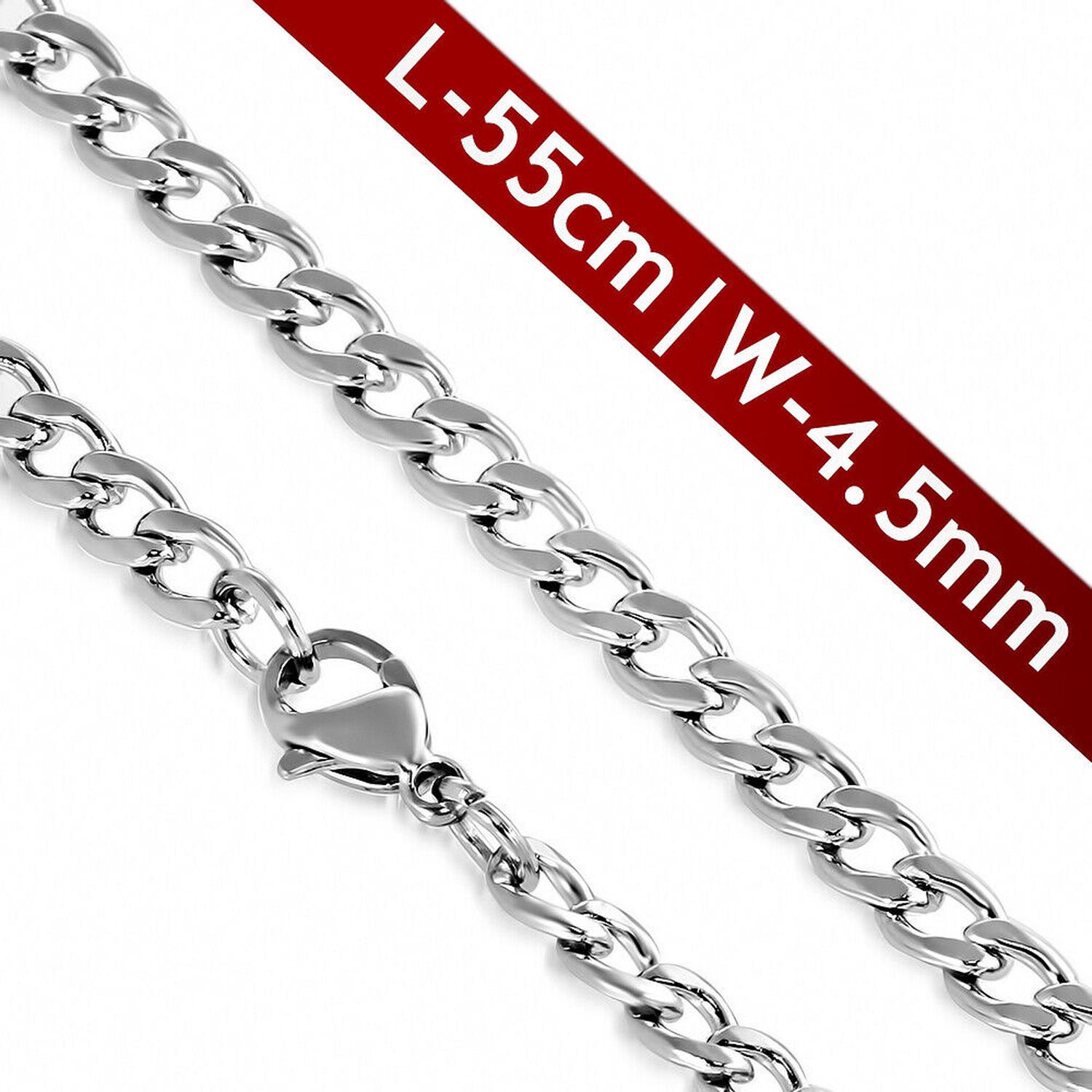 Silver flat curb Stainless Steel chain necklace by Melchior Jewellery with 55cm length and 4.5mm width