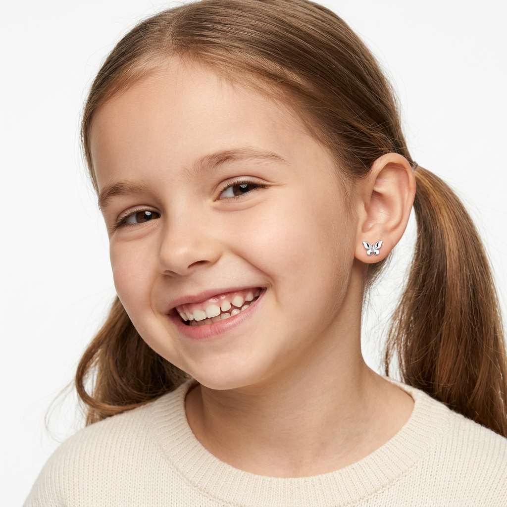 Children's Sterling Silver Small Butterfly Stud Earrings - Melchior Jewellery 