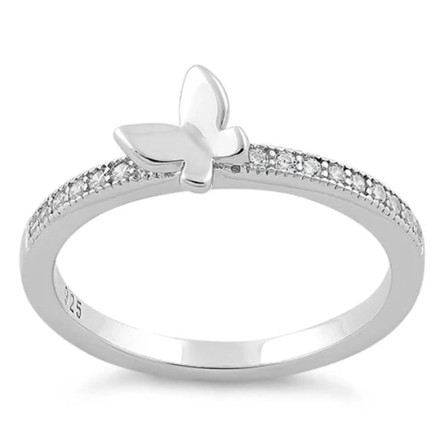 Sterling silver butterfly ring by Melchior Jewellery featuring a delicate butterfly and embedded stones