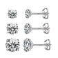 Sterling Silver Cubic Zirconia Round Stud Earring Set 4 5 & 6mm