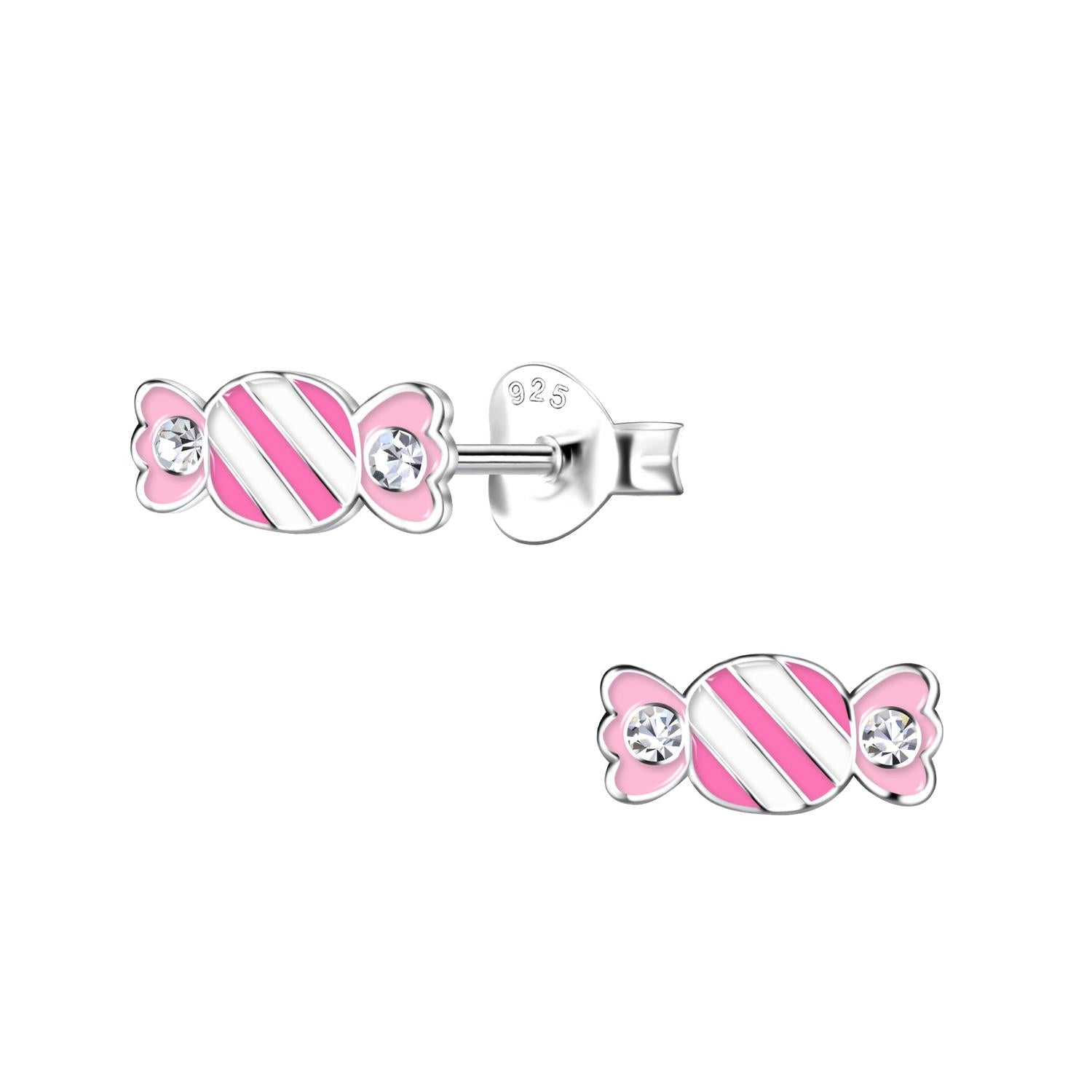 Sterling silver pink Candy Sweet Stud Earrings for children from Melchior Jewellery