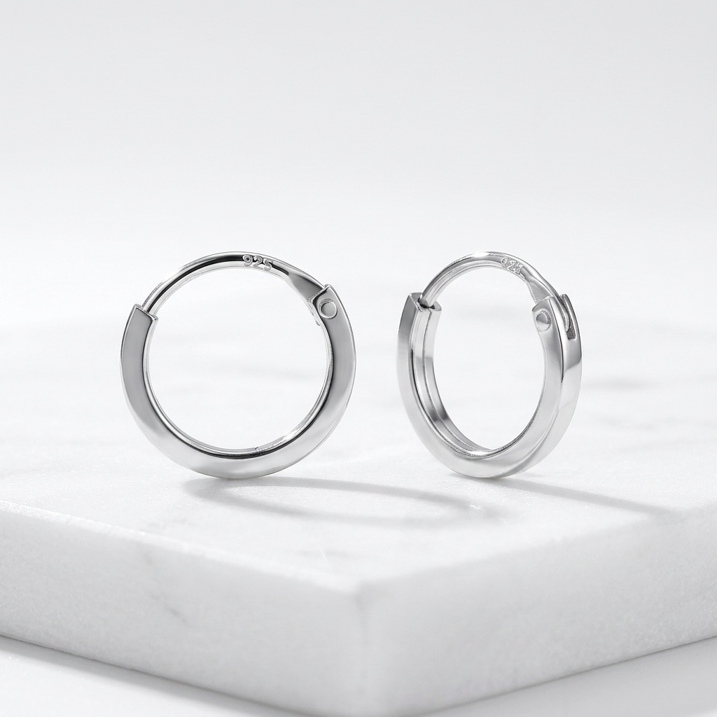 Sterling Silver 10mm Hinged Micro-Huggie Hoop - Melchior Jewellery 