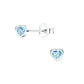 Childrens aquamarine heart earrings by Melchior Jewellery in sterling silver stud design