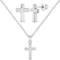 Sterling Silver Classic CZ Cross Girls Jewellery Set