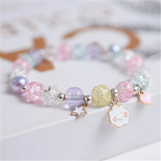 Melchior Jewellery cloud charm bracelet for kids with pastel beads and cute cloud and star charms