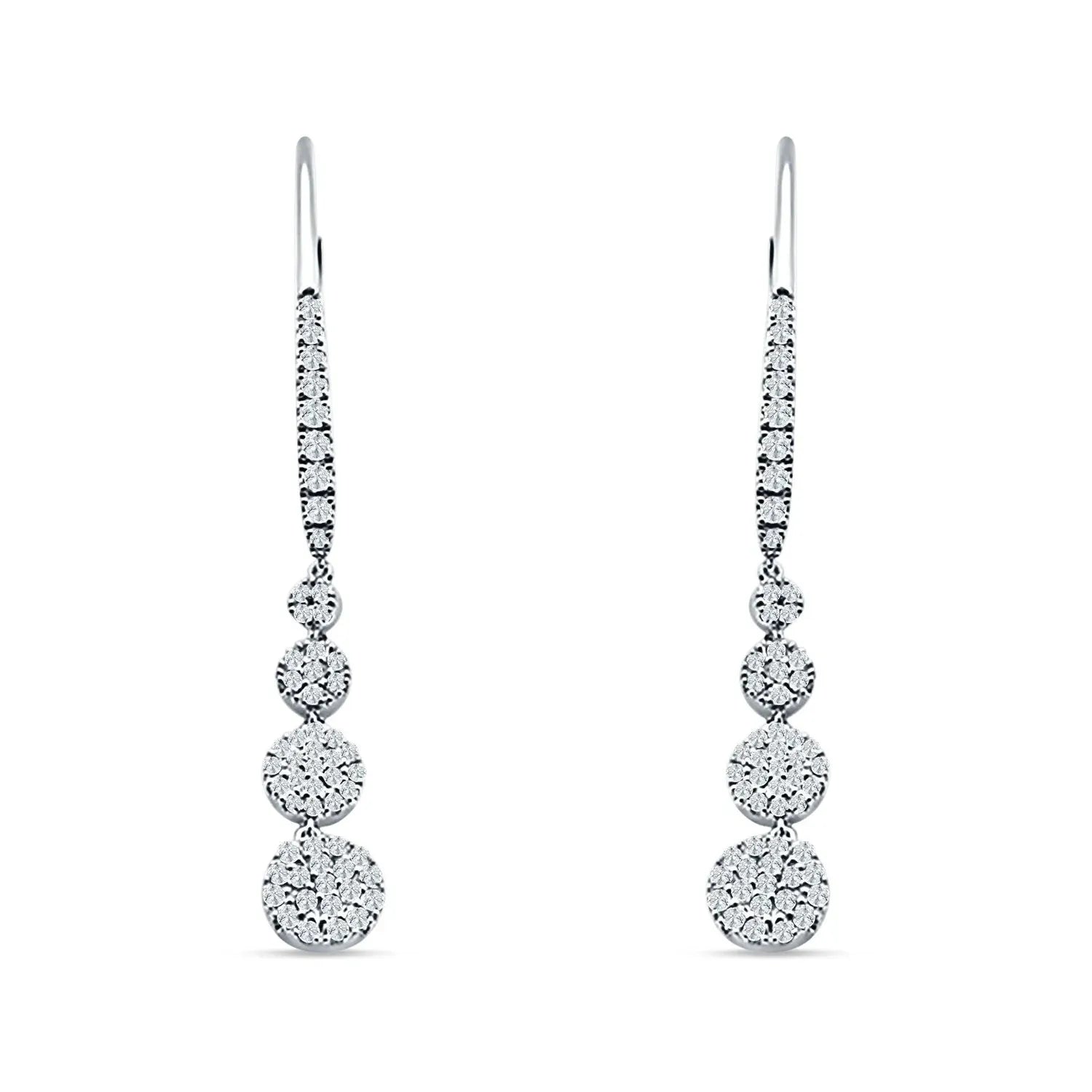 Silver cubic zirconia drop earrings by Melchior Jewellery featuring a delicate hook and sparkling graduated round stones