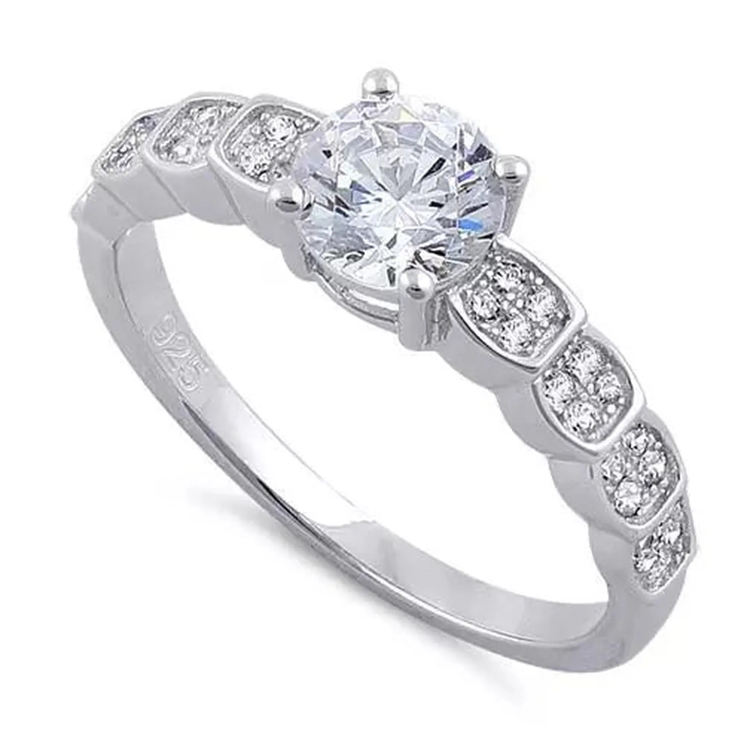 Sterling Silver Solitaire Engagement Round Cut CZ Ring - Melchior Jewellery 