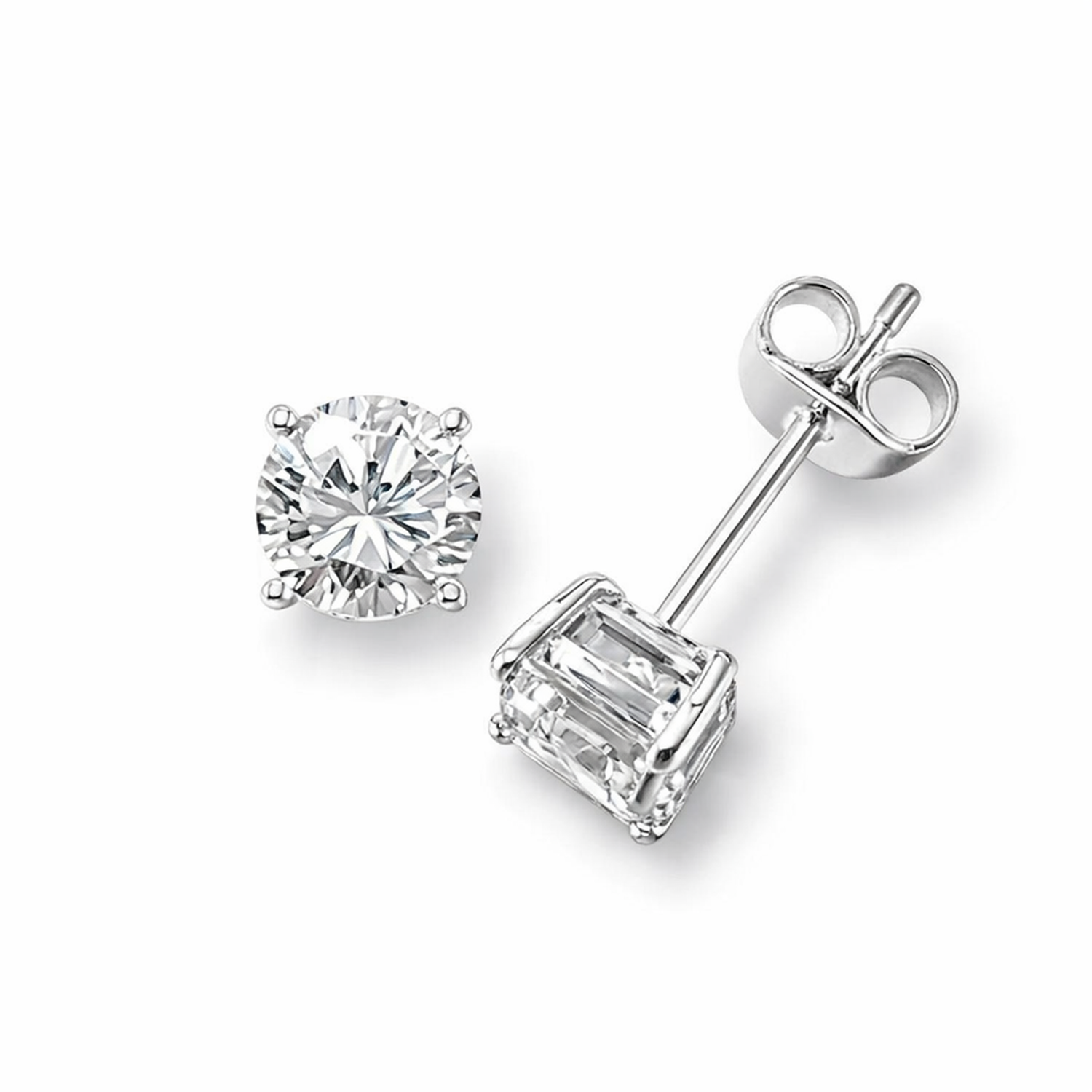 Silver single 6mm cubic zirconia earring for men with clear sparkling stone by Melchior Jewellery