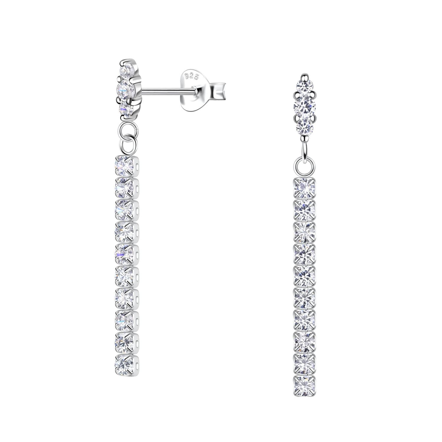 Sterling silver marquise earrings with sparkling clear stones by Melchior Jewellery