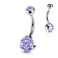 Melchior Jewellery sterling silver belly button piercing with curved barbell and lavender cubic zirconia gem