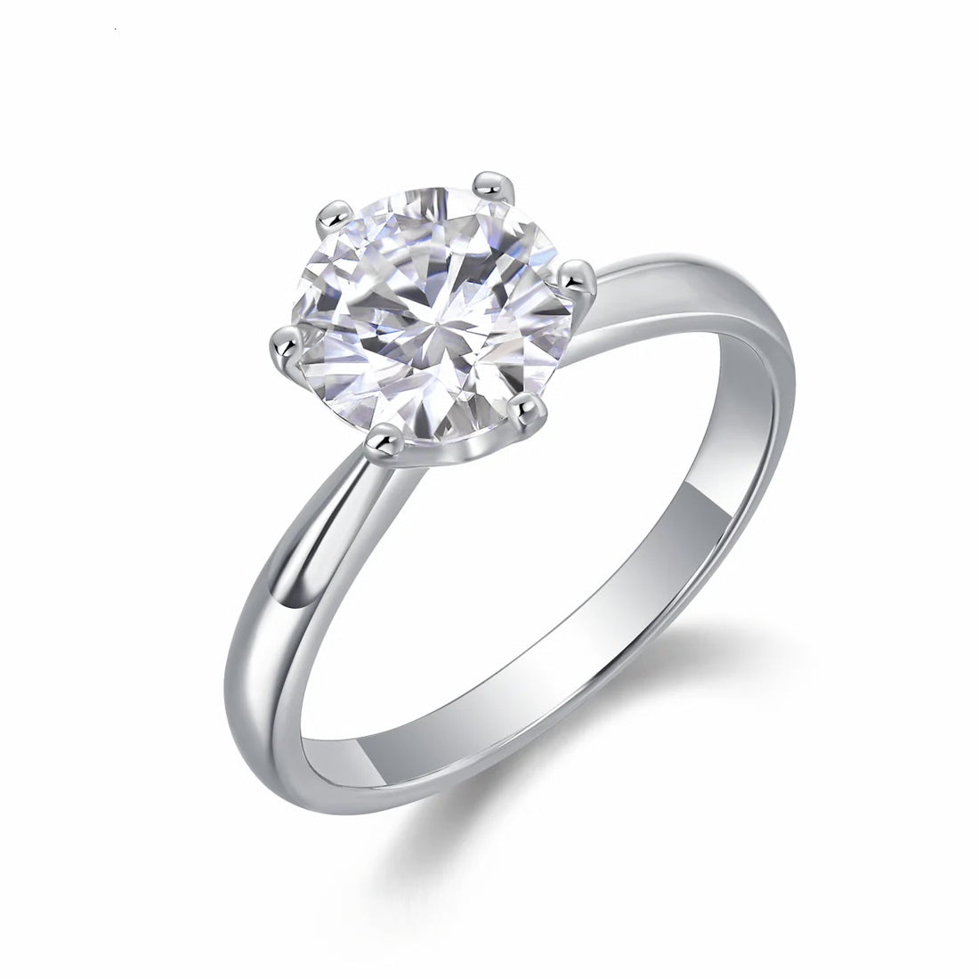 Sterling Silver Round Cut Solitaire Engagement Ring