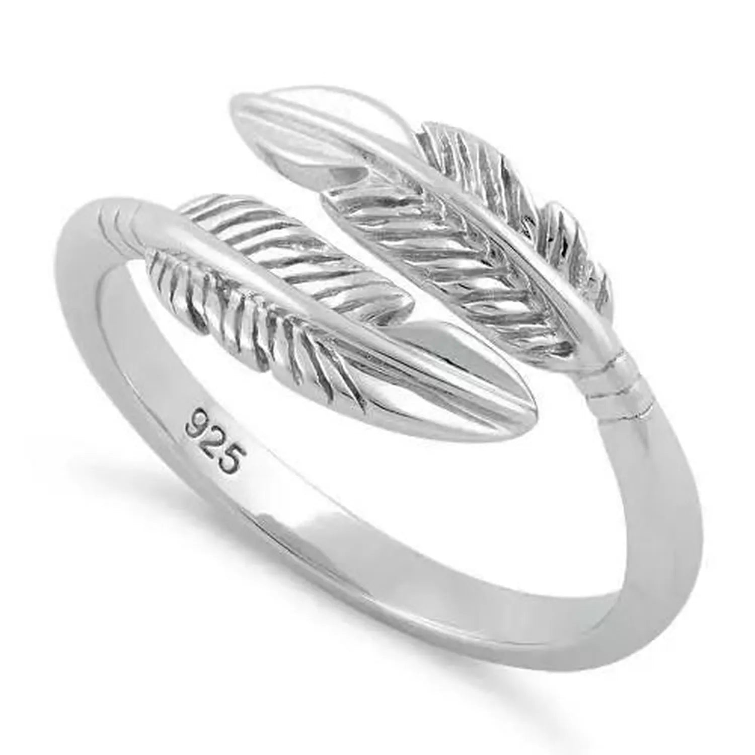 Sterling Silver Double Feather Band Ring - Melchior Jewellery 