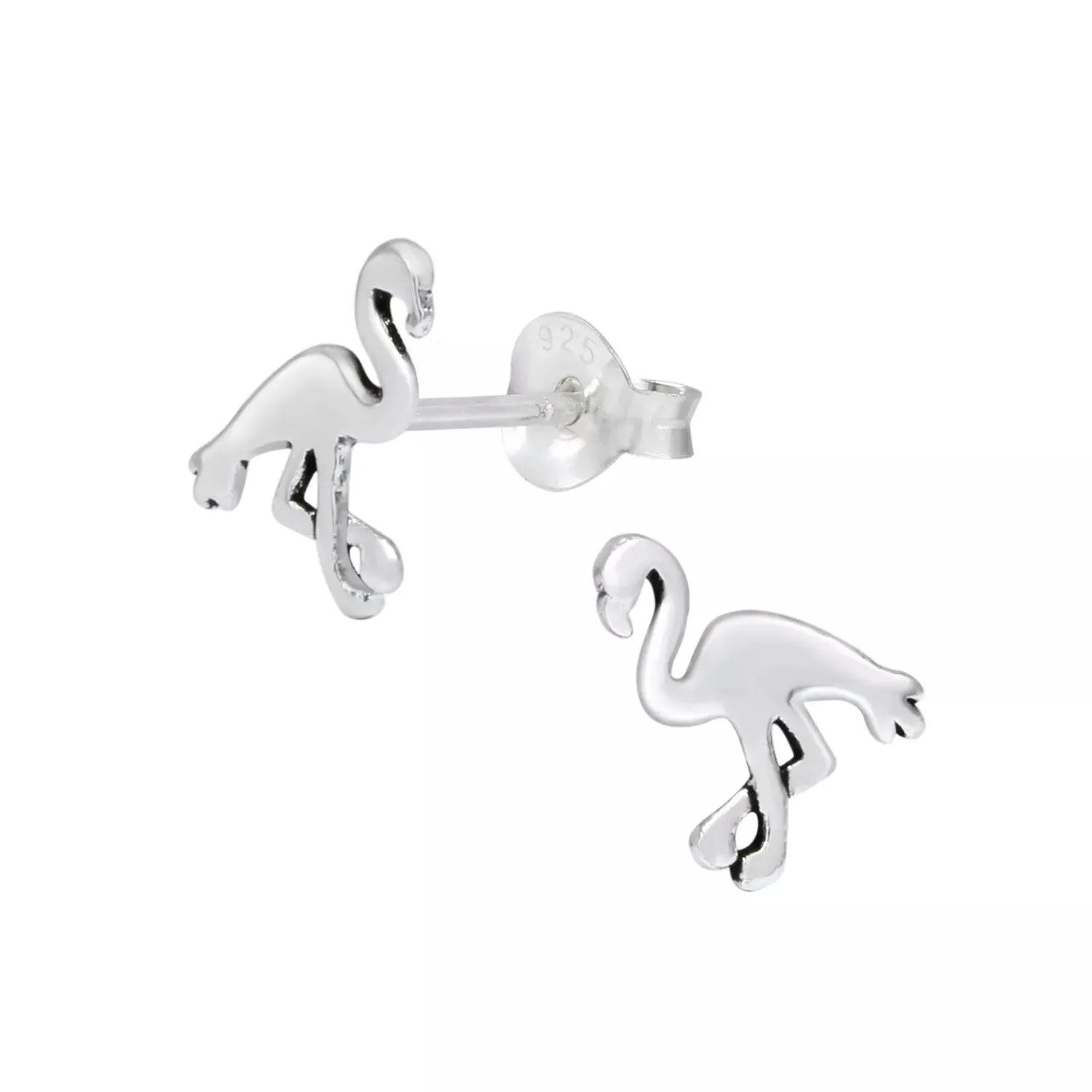 Childrens Sterling Silver Flamingo Stud Earrings - Melchior Jewellery 