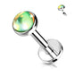 Melchior Jewellery flat back labret with iridescent stone in silver body jewellery piercing