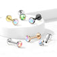 Melchior Jewellery flat back labret with iridescent stone in various metal finishes for body piercing
