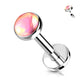 Melchior Jewellery flat back labret with iridescent stone in silver for body jewellery