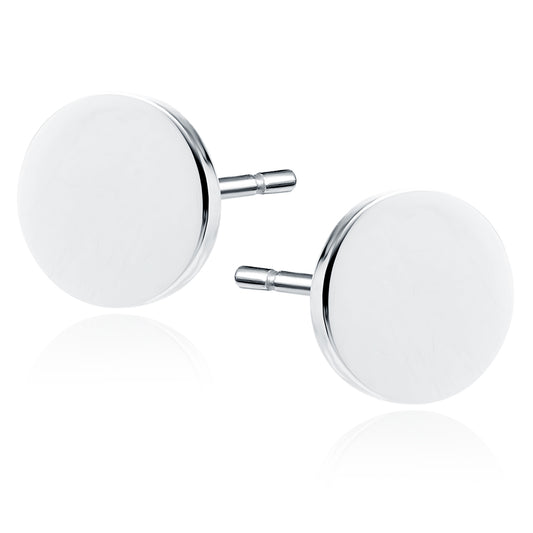 Melchior Jewellery flat round silver stud earrings for women with a polished minimalist design