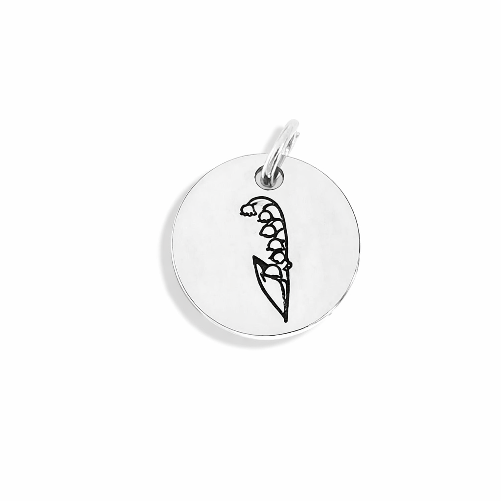Stainless Steel Engraved Birth Flower Pendant Charm - Melchior Jewellery 