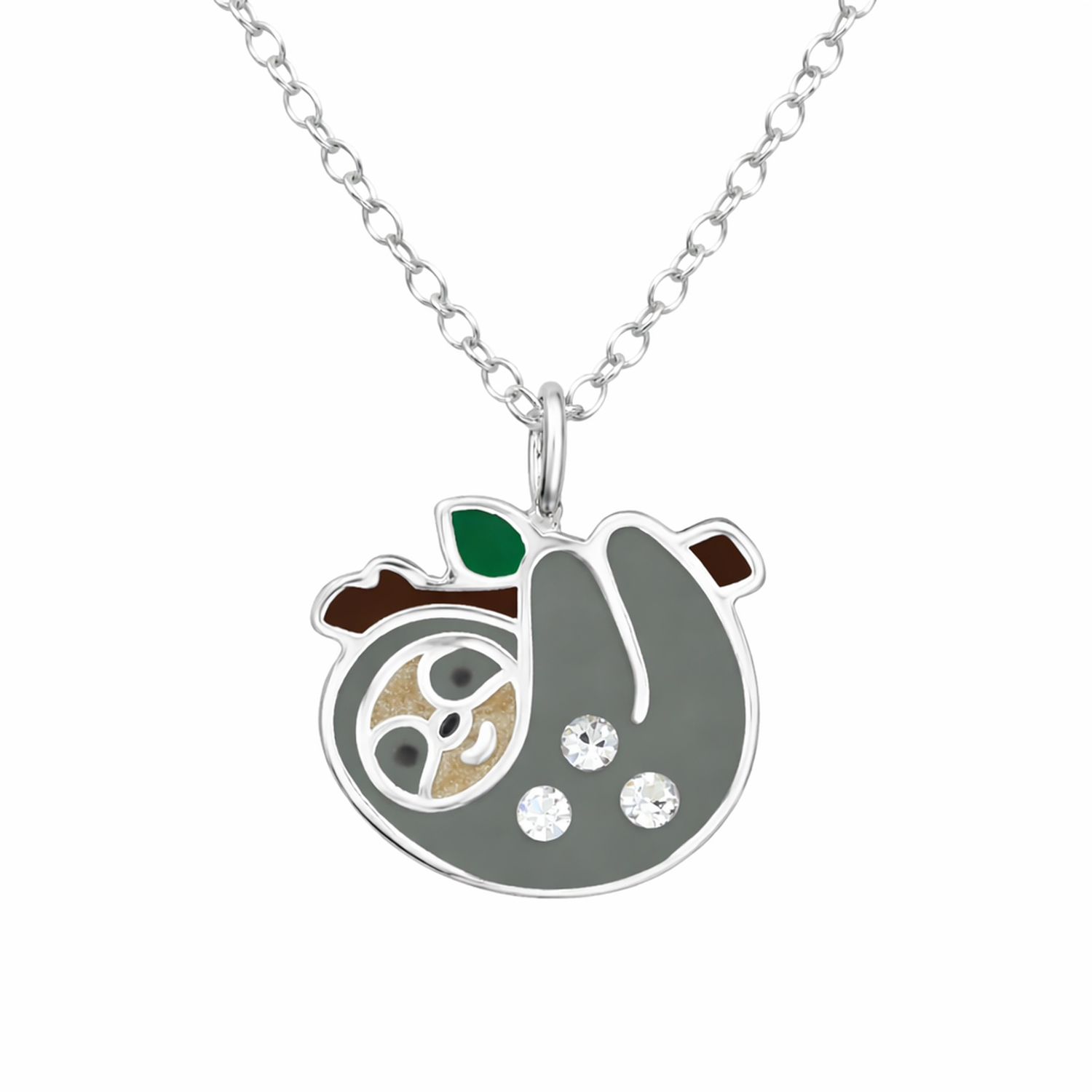 Childrens Sterling Silver Sloth Necklace for Kids - Melchior Jewellery 