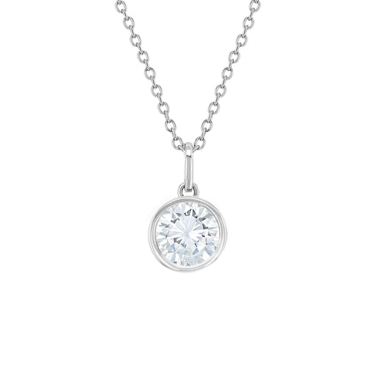Girls CZ birthstone pendant April with sparkling clear cubic zirconia on silver chain from In Season Jewellery