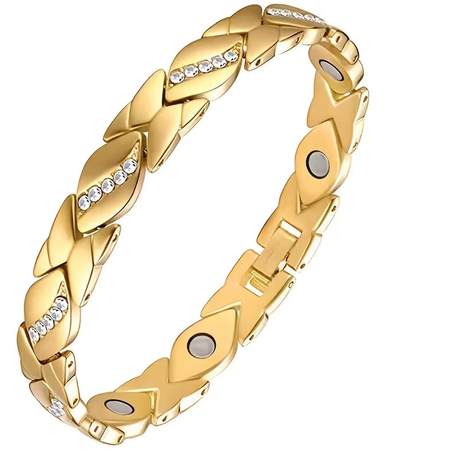 Steel Magnetic Healing Bracelet with Cubic Zirconia - Melchior Jewellery 