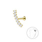 Gold labret earring silver titanium curved with clear stones by Melchior Jewellery for ear piercing
