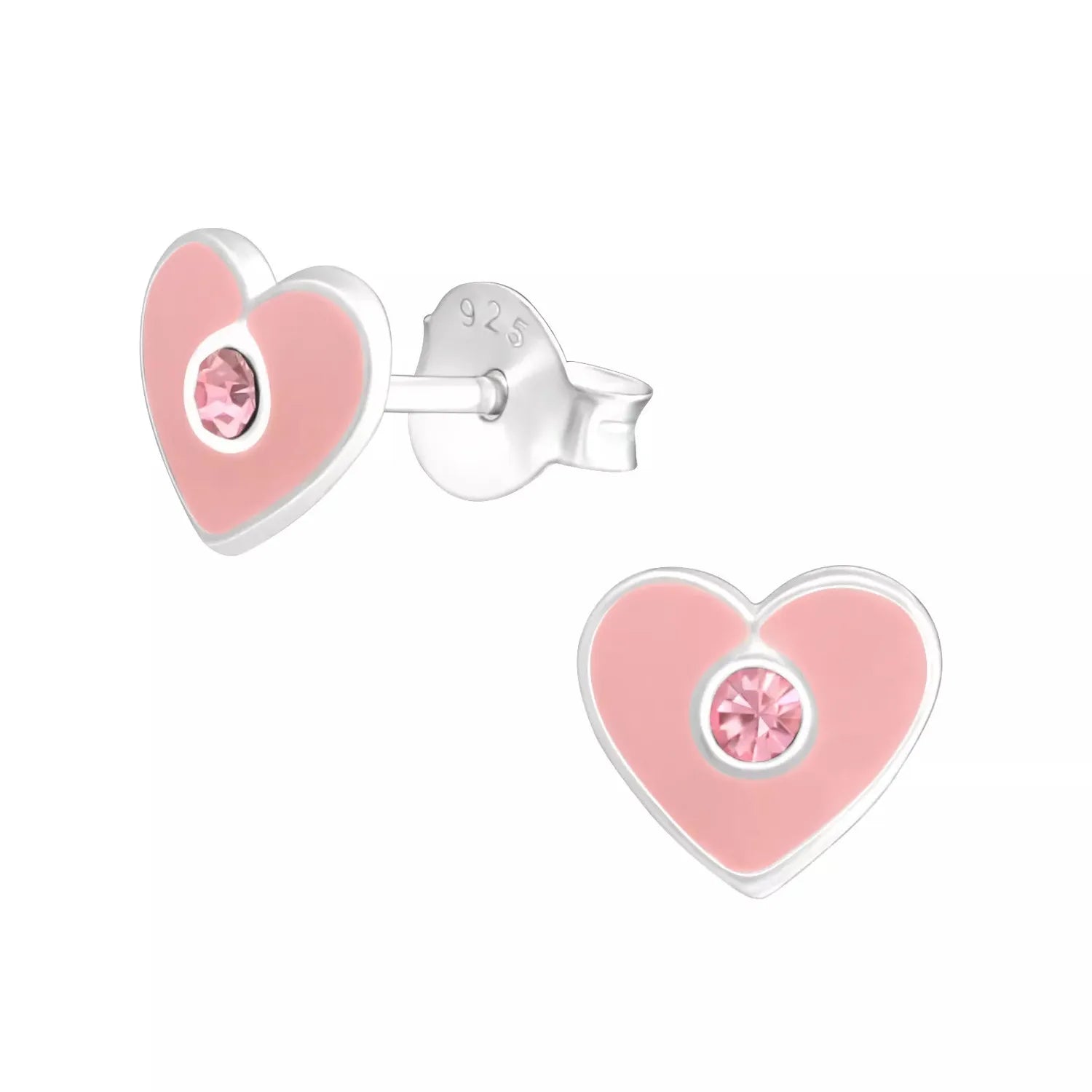 Children's Sterling Silver "Pink Heart" Stud Earrings - Melchior Jewellery 