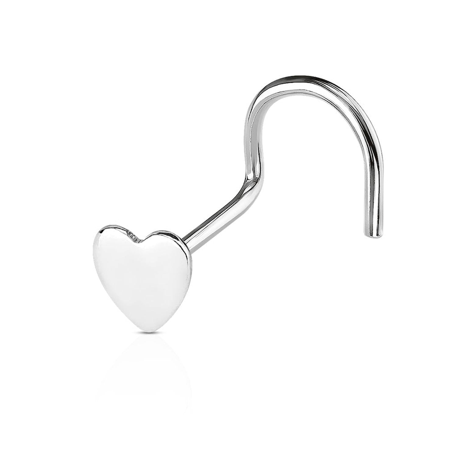 Melchior Jewellery sterling silver nose screw with heart-shaped design for elegant body jewellery