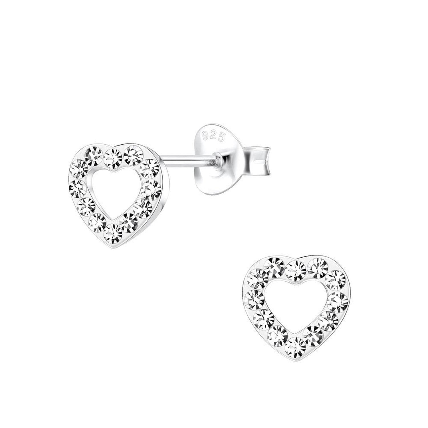 Melchior Jewellery sterling silver heart earrings for girls with delicate floral design studs