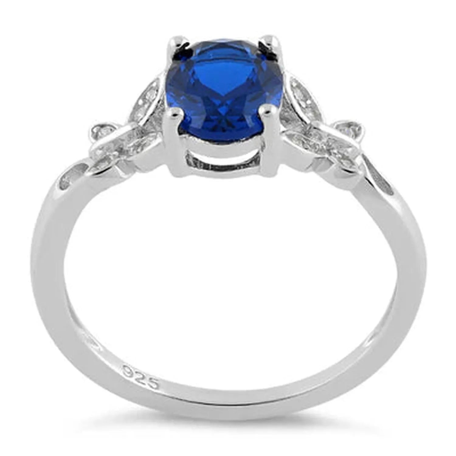 Sterling Silver CZ Sapphire Butterfly Ring - Melchior Jewellery 