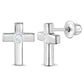 Melchior Jewellery girls sterling silver cross necklace and earrings with central sparkling stones