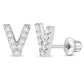 Girl's sterling silver initial V earrings with sparkling stones by In Season Jewellery