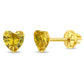 November heart birthstone earrings kids with yellow heart-shaped stones and gold setting by In Season Jewellery